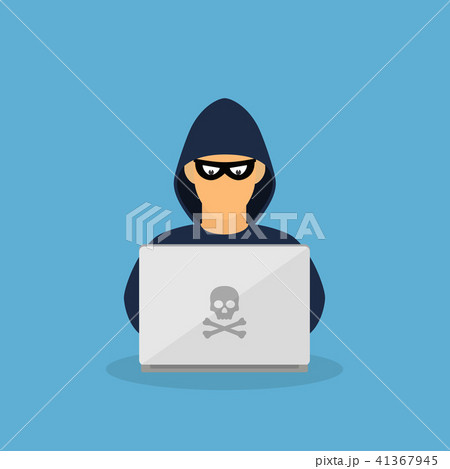 Criminal hacker with laptop. 41367945