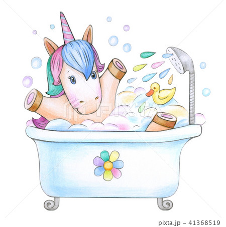 Bathing baby unicorn. Bathing baby unicorn. 41368519