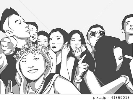 Friends cheering at live concert festival party 41369013