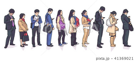 People standing waiting in line vector art 41369021