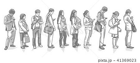 People standing waiting in line vector art 41369023