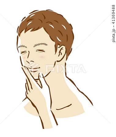 男性 美容 笑う スキンケアのイラスト素材