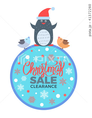 Christmas Sale Clearance Poster with Penguin Birds 41372260