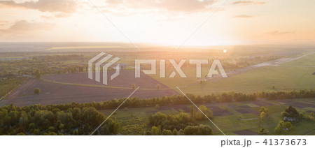 Aerial view from the drone, a bird's eye view of abstract geometric forms of abandoned runway 41373673
