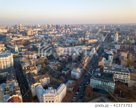 Panoramic aerial view from the drone, a view of the bird's eye view of the the central historical Panoramic aerial view from the drone, a view of the bird's eye view of the the central historical 41373702