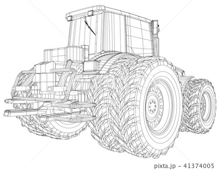 Agricultural tractor. Tracing illustration of 3d. EPS 10 vector format. 41374005