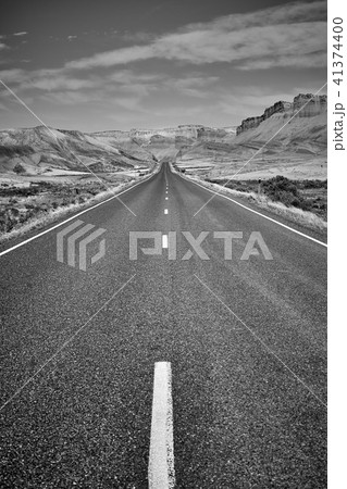 Black and white picture of a scenic road, USA. Black and white picture of a scenic road, USA. 41374400