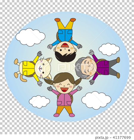 輪になるスカイダイビングのイラスト素材