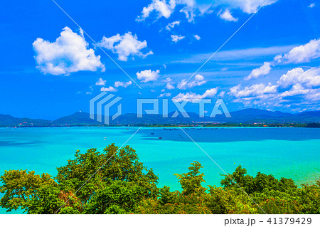 green sea blue sky at Khao Khad viewpoint 41379429