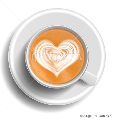 Coffee Art Vector. Cup Top View. Hot Cappuccino Coffee. White Mug. Realistic Illustration 41380737