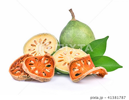 Medicinal Bael fruits  on white background 41381787