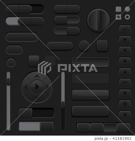 Black interface buttons. 3d set of UI icons 41381902