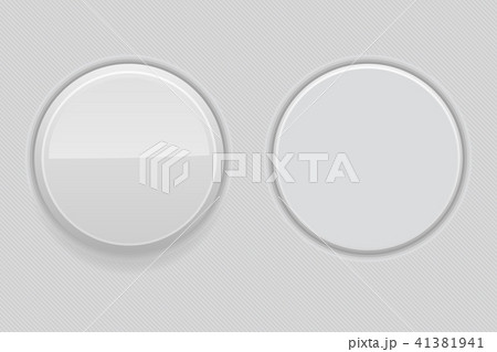 Gray plastic buttons. 3d round signs 41381941