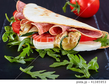 italian sandwich wraps or piadina, close-up italian sandwich wraps or piadina, close-up 41385953