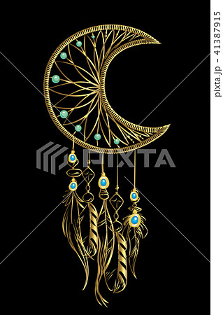 Vector Illustration With Golden Dream Catcherのイラスト素材 Vector Illustration With Golden Dream Catcherのイラスト素材