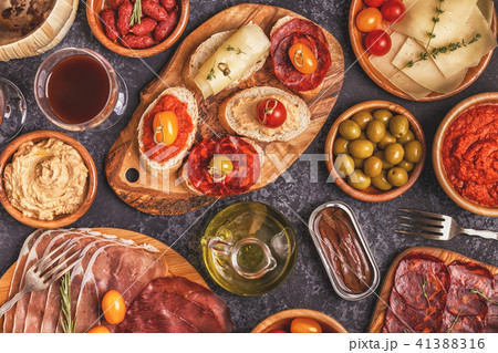 Typical spanish tapas concept. Typical spanish tapas concept. 41388316