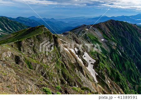 白馬岳山頂から見る小蓮華山への稜線 41389591