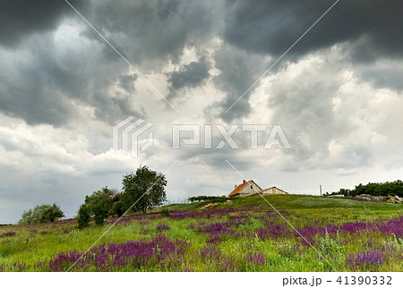 Storm clouds above a village 41390332