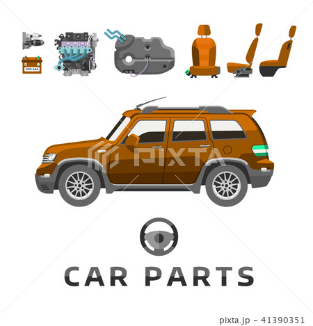 Car service parts flat auto mechanic repair of machines and equipment vector illustration 41390351