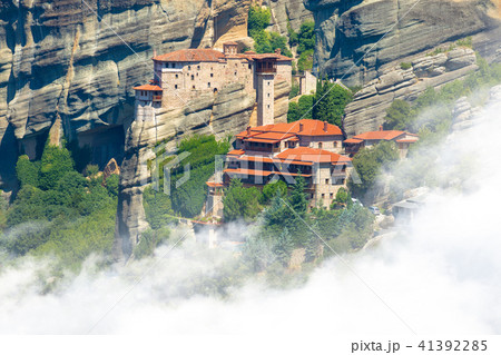 Mountain scenery with Meteora rocks and Monastery Mountain scenery with Meteora rocks and Monastery 41392285