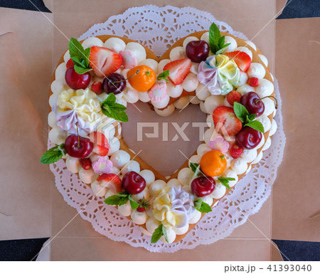 beautiful homemade cake in the shape of a heart beautiful homemade cake in the shape of a heart 41393040