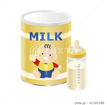 粉ミルク缶(黄)_哺乳瓶(ミルク黄白色) 粉ミルク缶(黄)_哺乳瓶(ミルク黄白色) 41393389