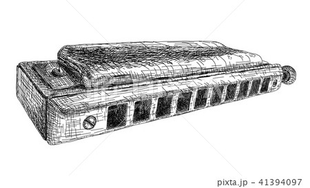 Vector illustration drawing of harmonica. 41394097