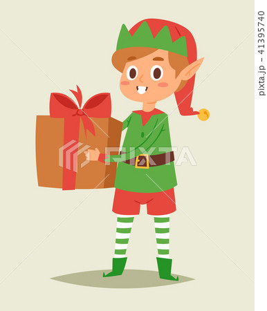Christmas elfs kids vector children Santa Claus helpers cartoon elfish boy young characters 41395740