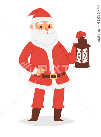 Christmas Santa Claus vector character pose illustration Xmas man in red traditional costume and 41395747