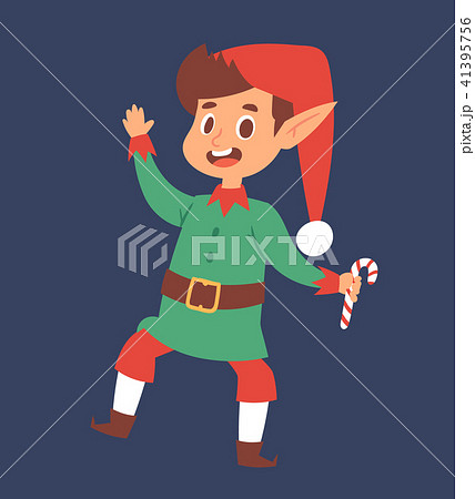Christmas elfs kids vector children Santa Claus helpers cartoon elfish boy young characters 41395756