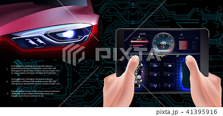futuristic red car on a technological backgroud futuristic red car on a technological backgroud 41395916