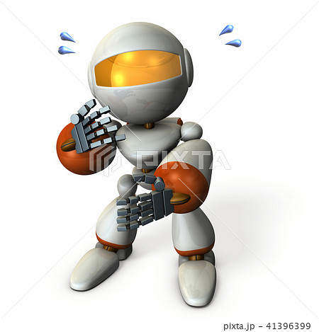 はにかんで見上げるキュートなロボット 41396399