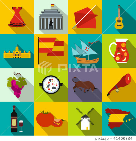 Spain icons flat 41400334