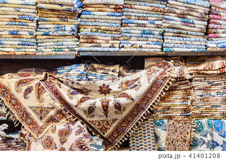 Handmade textile in Grand Bazaar. Isfahan. Iran Handmade textile in Grand Bazaar. Isfahan. Iran 41401208