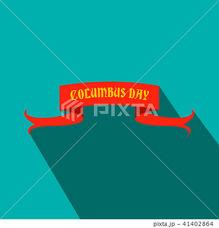 Columbus Day ribbon flat icon 41402864