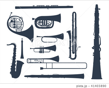 Wind musical instruments tools acoustic musician equipment orchestra vector illustration Wind musical instruments tools acoustic musician equipment orchestra vector illustration 41403890