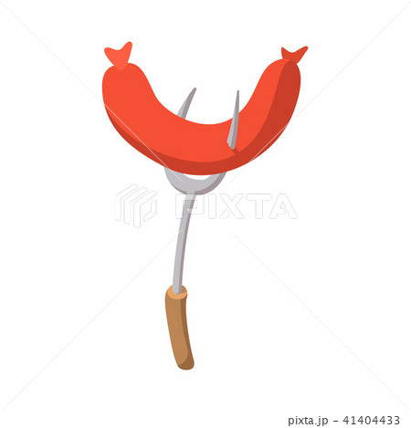 Sausage on a fork cartoon icon  41404433