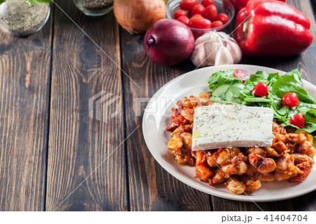 Baked giant beans with feta cheese Baked giant beans with feta cheese 41404704