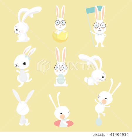 Set of cute cartoon rabbit in modern flat style. 41404954