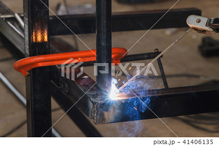 Shield metal arc welding welding and C-clamp. 41406135