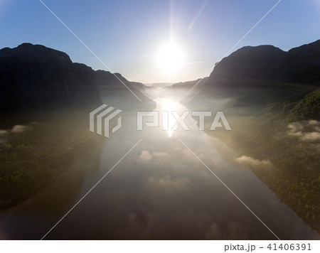 Beautiful Nature Norway natural landscape. Aerial Tysdalsvatnet lake. 41406391
