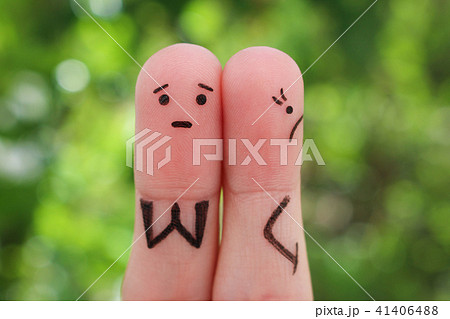 Fingers art of displeased couple.   41406488