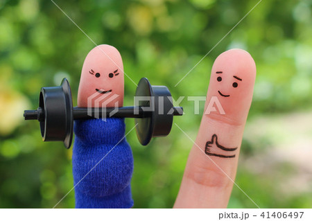 Fingers art of happy couple. Concept of pregna Fingers art of happy couple. Concept of pregna 41406497