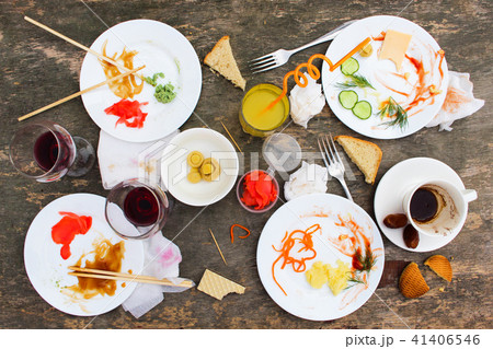 Messy table after party.  41406546