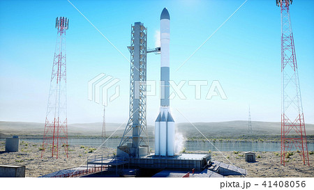 Rocket before the start. Space launch system. 3d rendering. 41408056