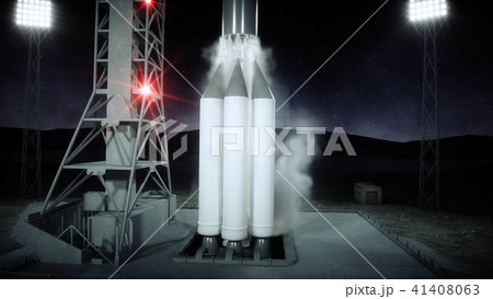 Rocket before the start. Space launch system. 3d rendering. 41408063