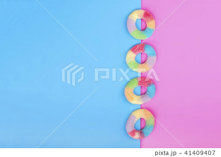 Jelly candies on blue pink background Jelly candies on blue pink background 41409407