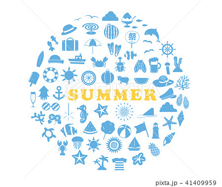 シンプルな夏のアイコン素材 シンプルな夏のアイコン素材 41409959
