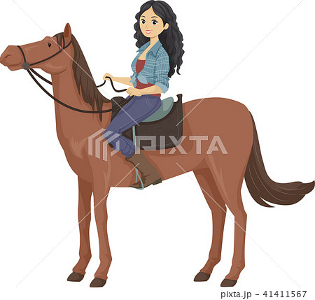Teen Girl Horse Back Ride Illustration Teen Girl Horse Back Ride Illustration 41411567