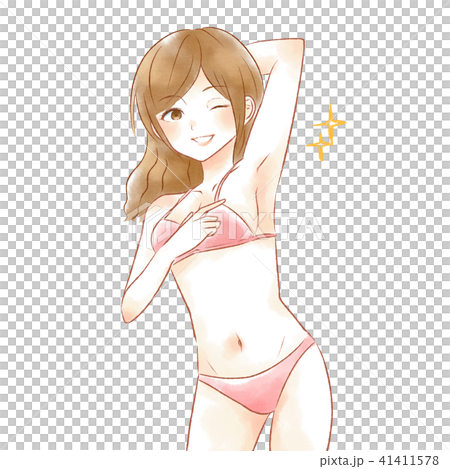 ワキ 綺麗 女性 夏 イラストのイラスト素材